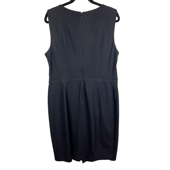 Talbots Black Sleeveless Sheath Dress Pleated Waist Classic LBD Minimalist sz 16 - Picture 4 of 12